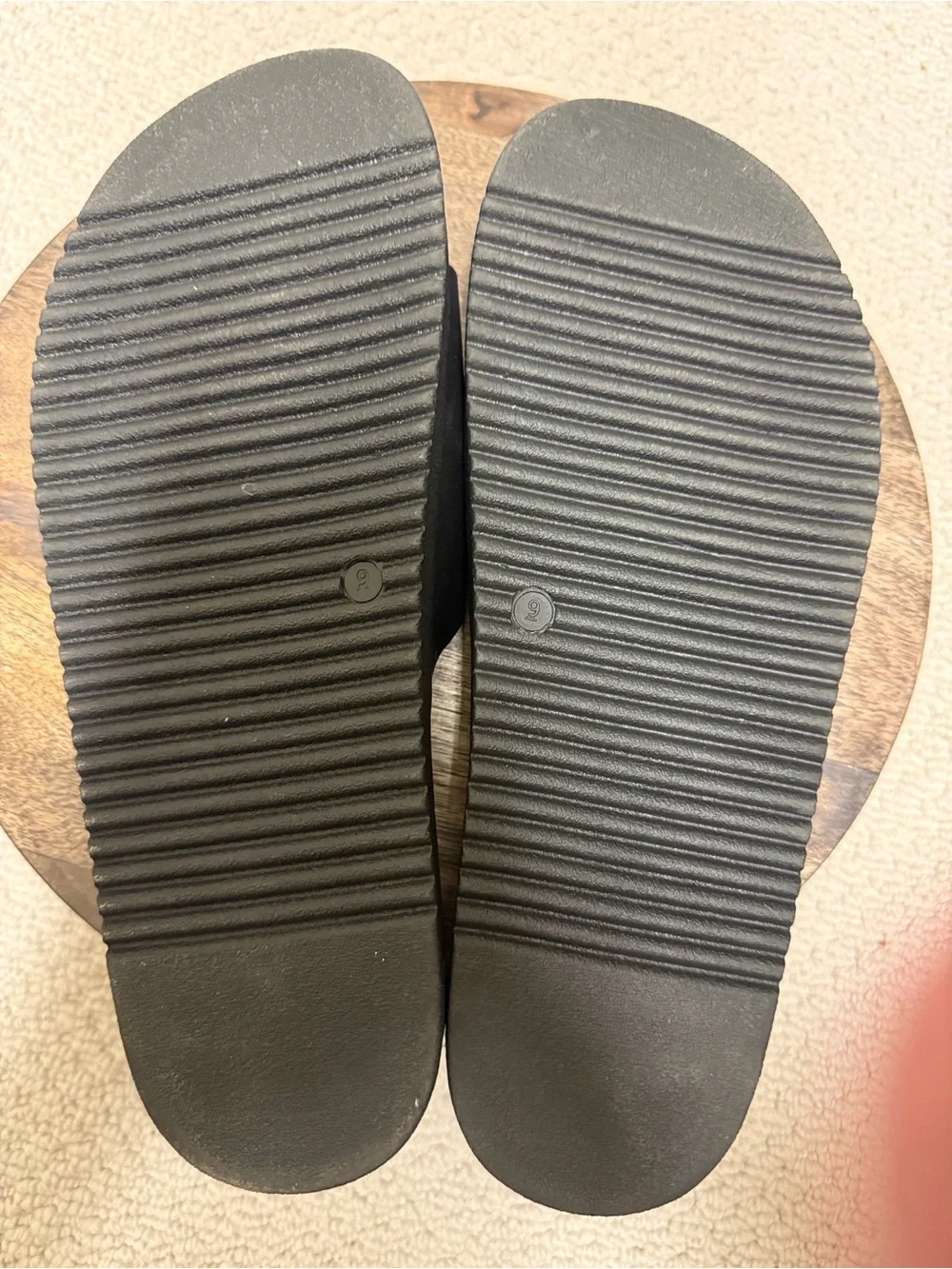 Steve Madden Black Slide Sandals with Gold Ring Accent
